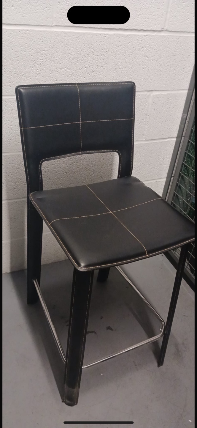 Black Faux Leather Bar Stool - 3 of them