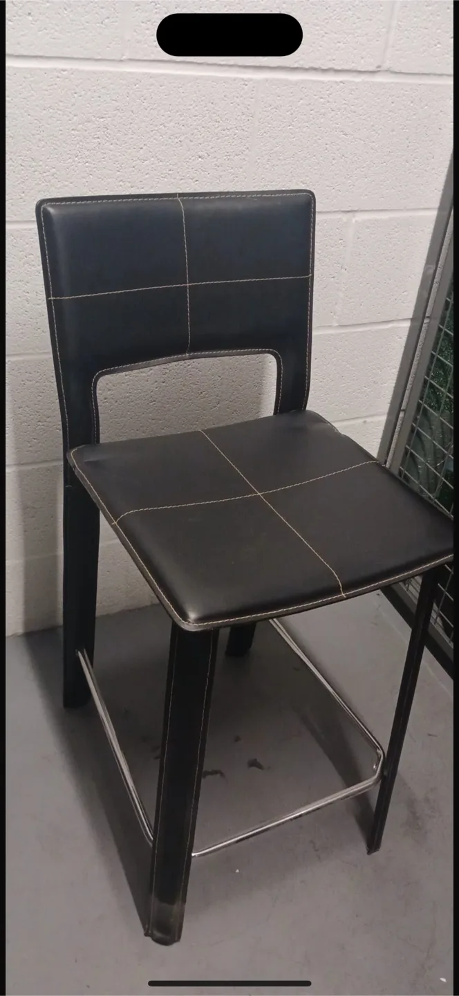 Black Faux Leather Bar Stool - 3 of them thumbnail