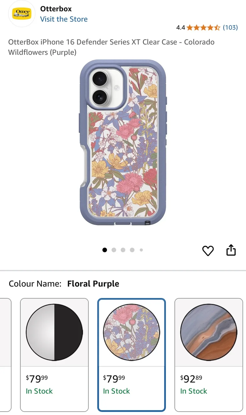 OtterBox iPhone 16 Pro Case - Floral Purple-NEW thumbnail
