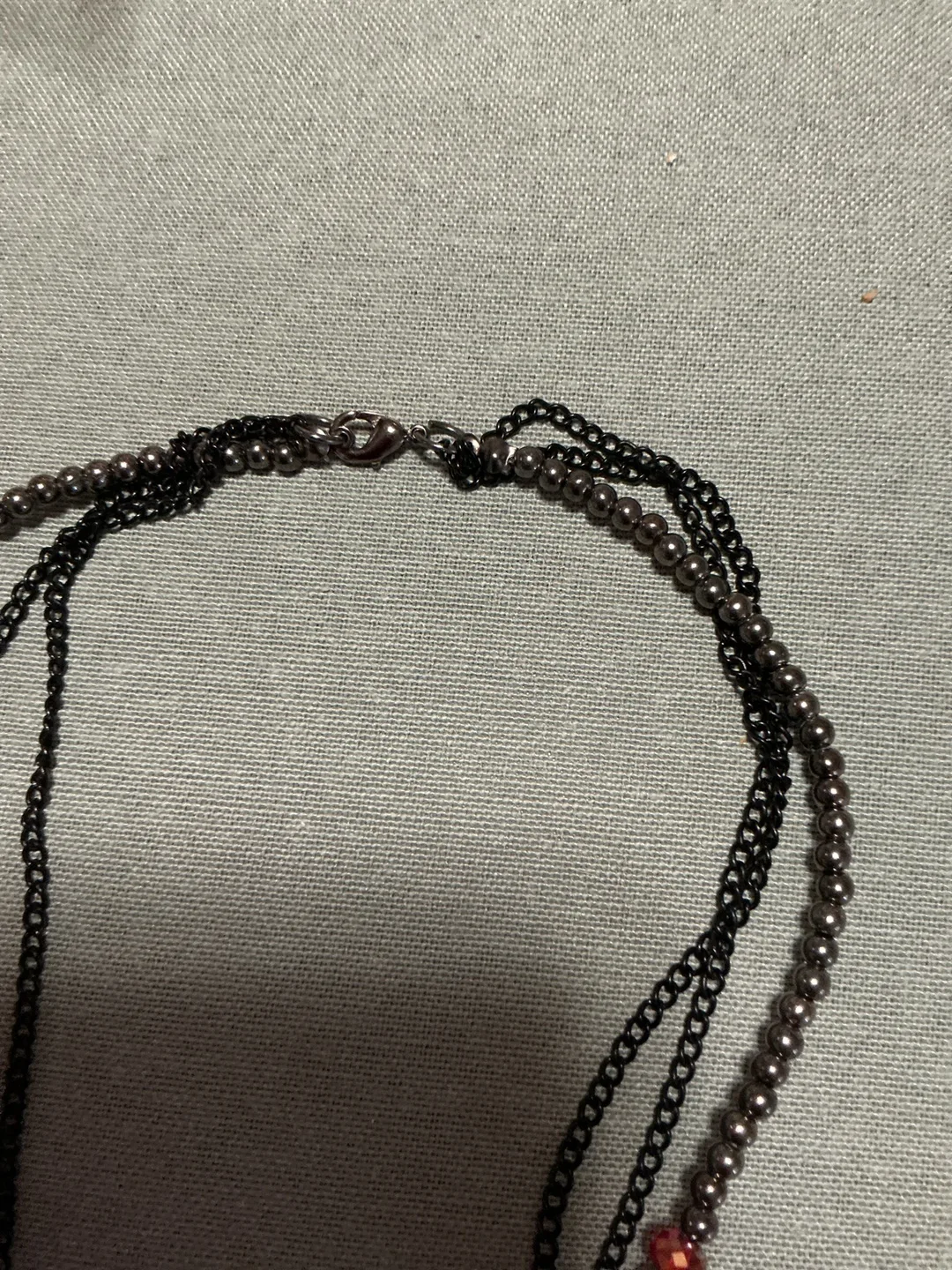 Layered Necklace - Black & Red Beads image indicator(2)