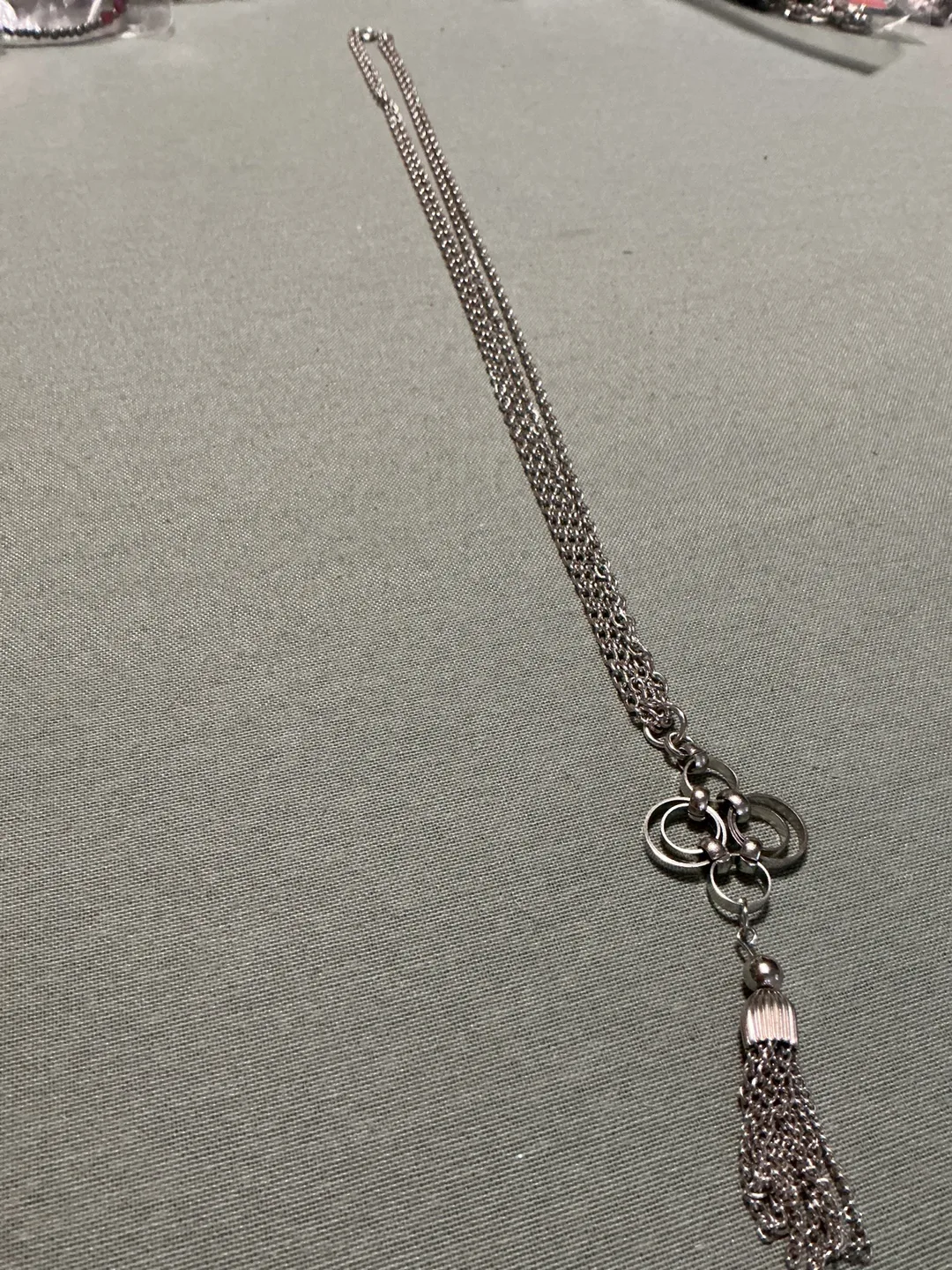 Silver Toned Tassel Necklace thumbnail