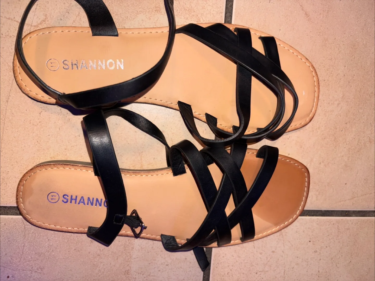 Shannon Black Strappy Sandals thumbnail