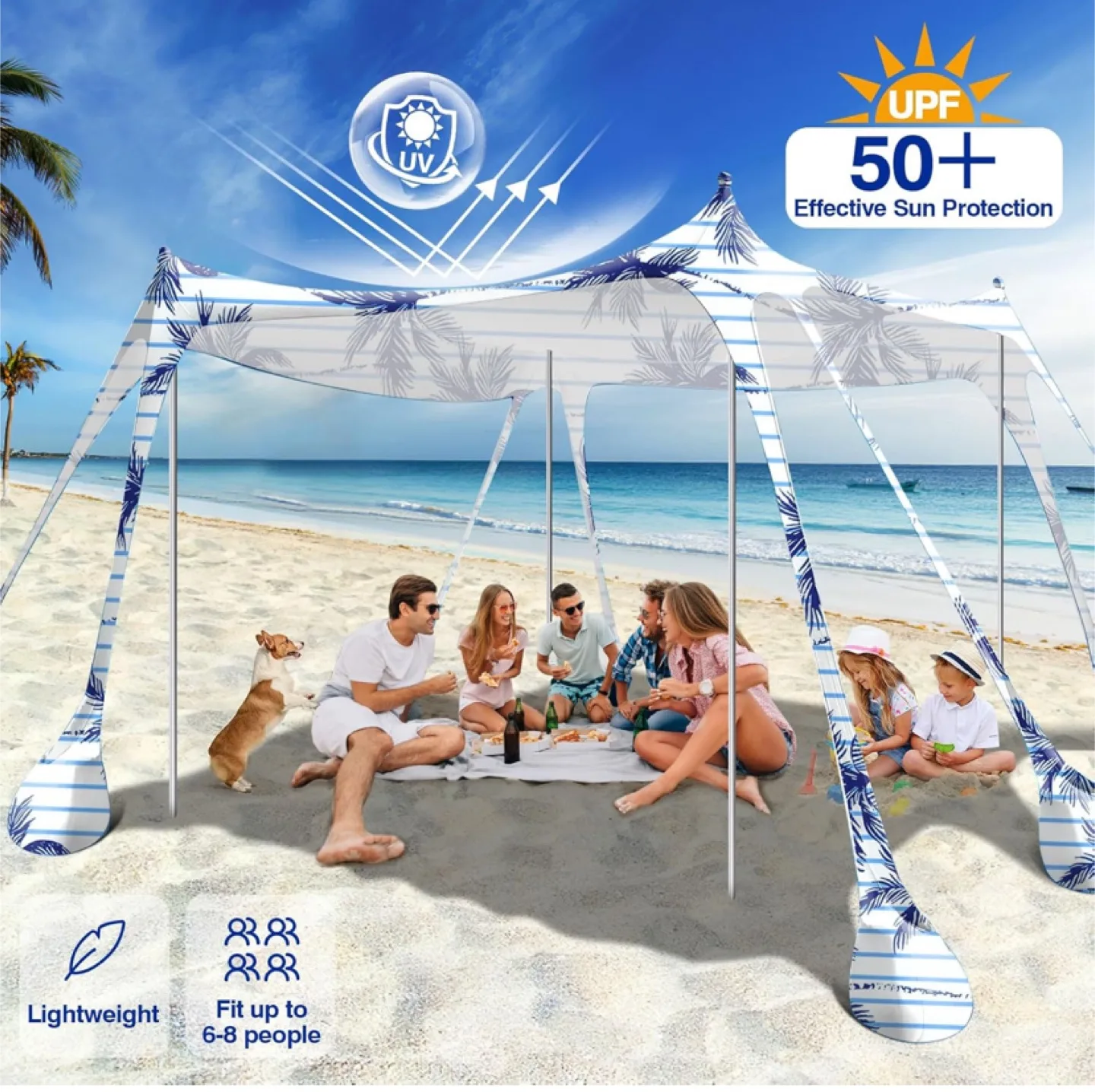 10x10 ft Beach Tent Sun Shelter UPF 50+ - New image indicator(3)