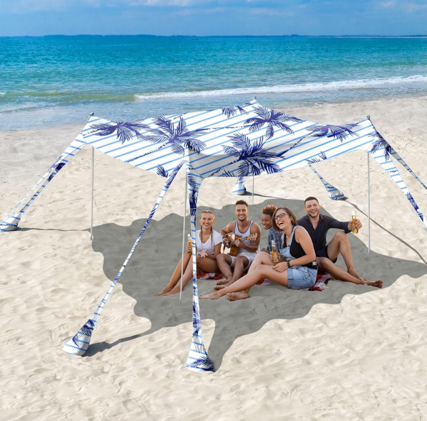 10x10 ft Beach Tent Sun Shelter UPF 50+ - New