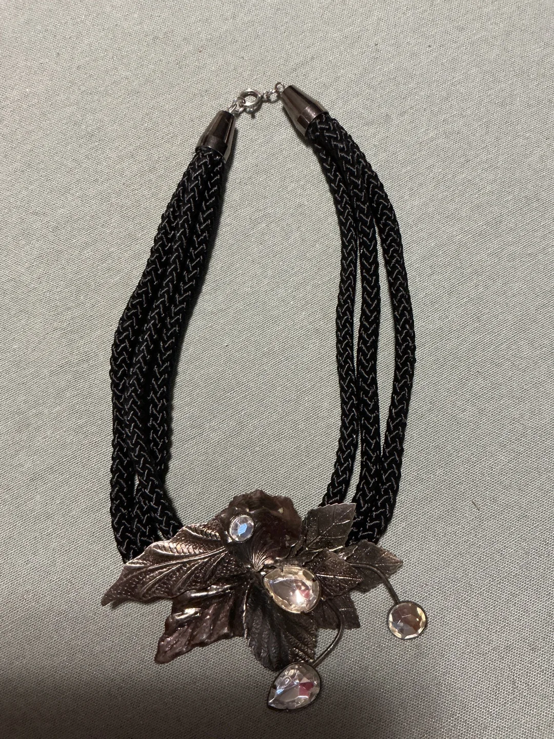 Floral Statement Necklace - Black & Silver image indicator(2)