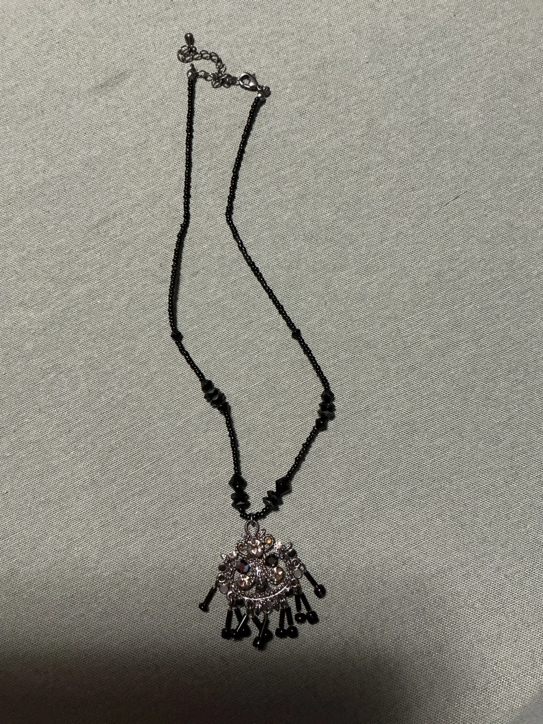 Beaded Silver Tone Necklace image indicator(2)