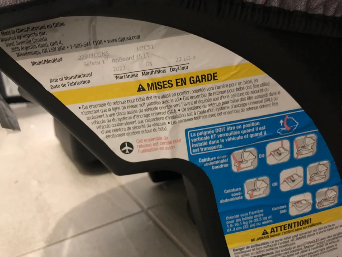 Infant rear facing Car seat with Base Negotiable image indicator(6)