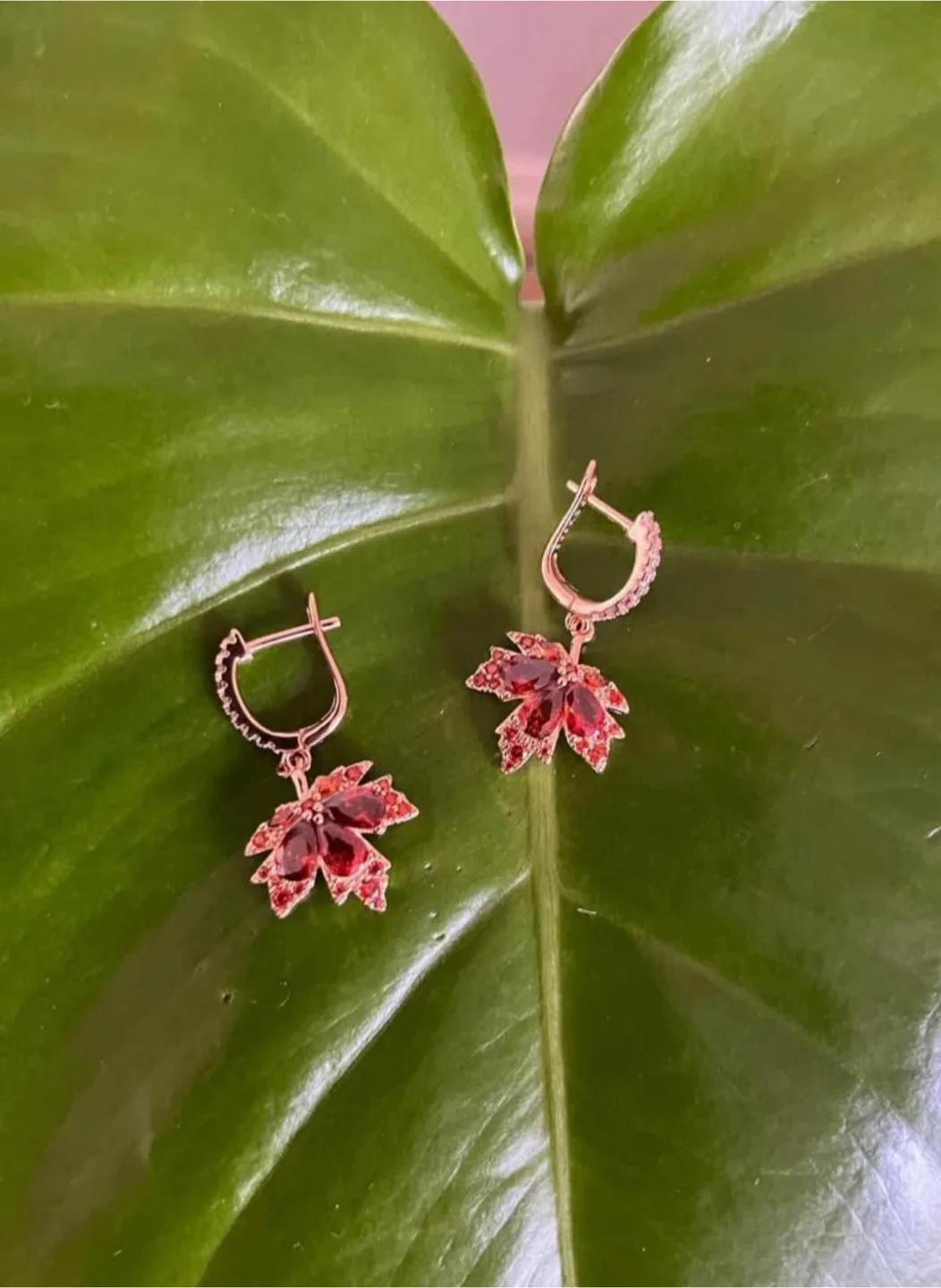 Maple Leaf Dangle Earrings. Gold plated thumbnail