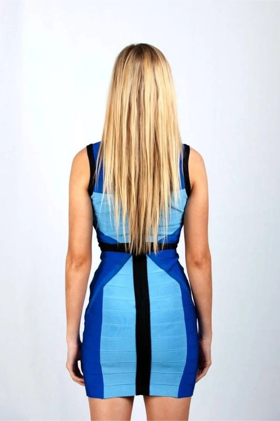 Blue Bodycon V-Neck Dress image indicator(5)