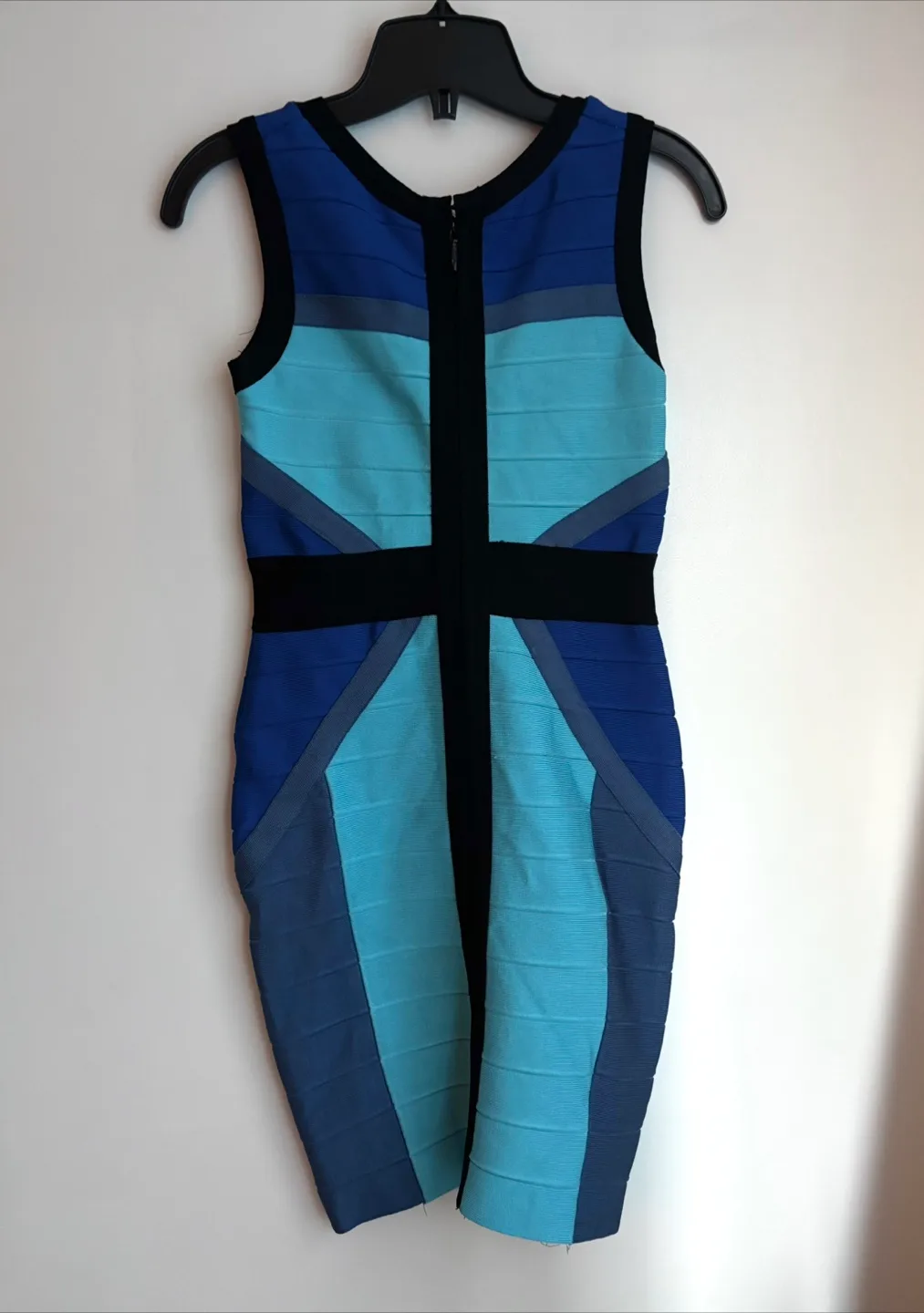 Blue Bodycon V-Neck Dress image indicator(4)
