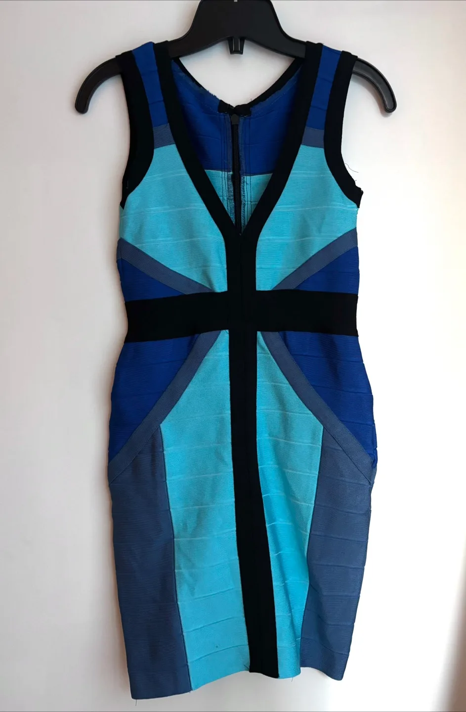 Blue Bodycon V-Neck Dress image indicator(3)