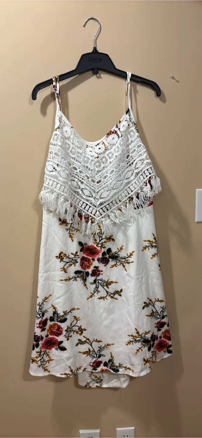 Floral Print Sundress with Crochet Detail thumbnail