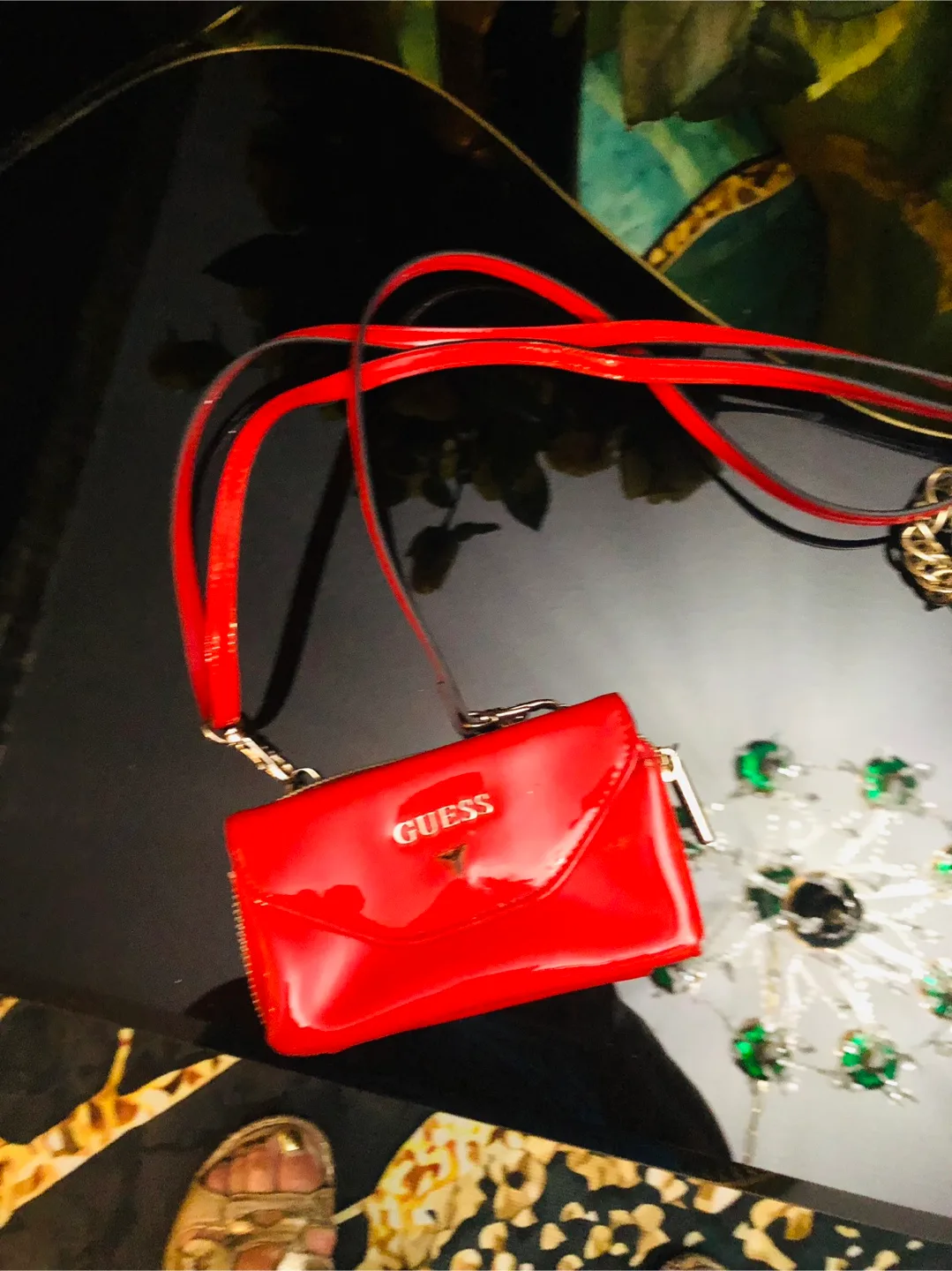 Guess Red Patent Leather Crossbody Bag thumbnail