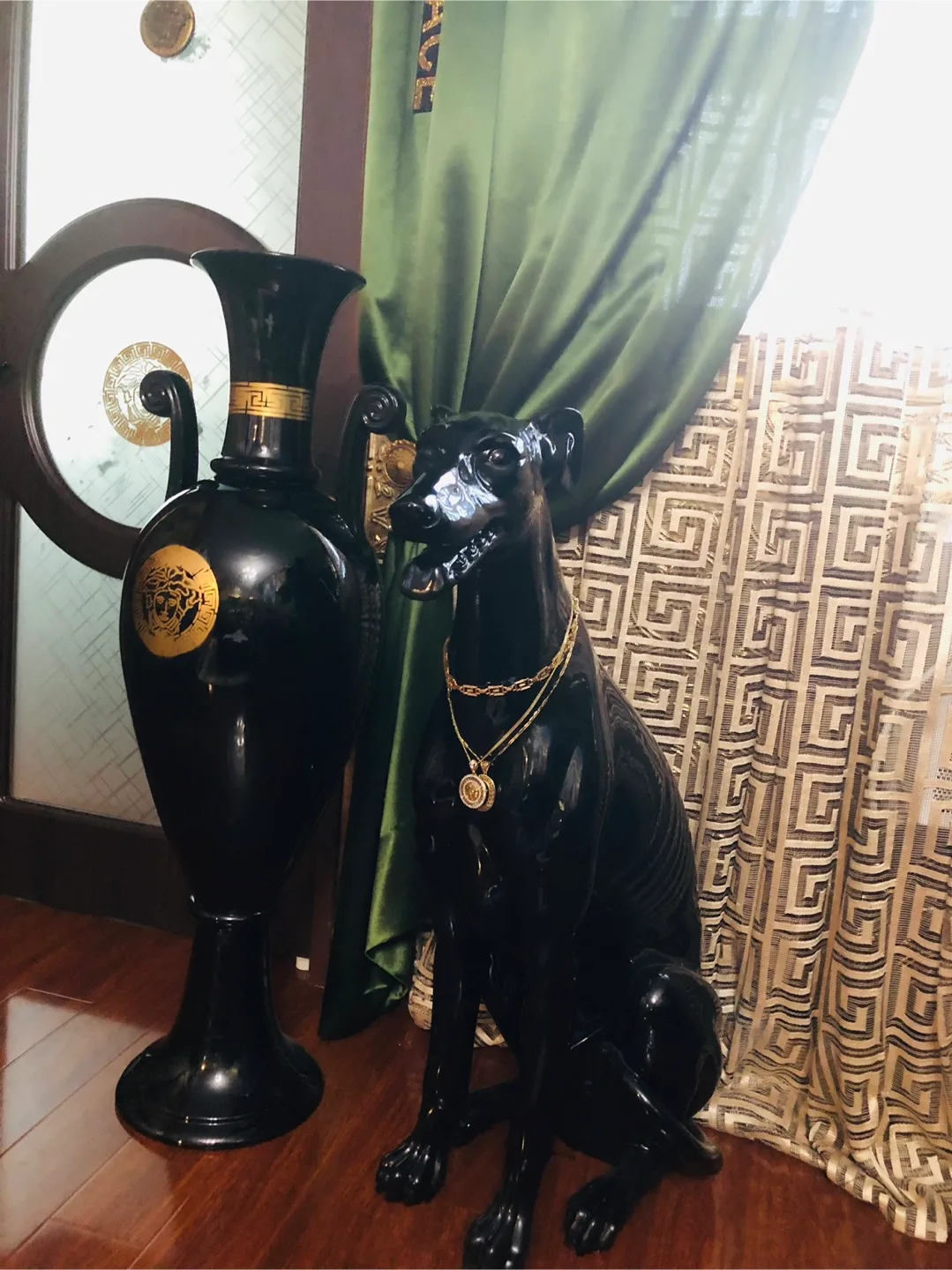 Black Dog Statue & Versace Vase thumbnail
