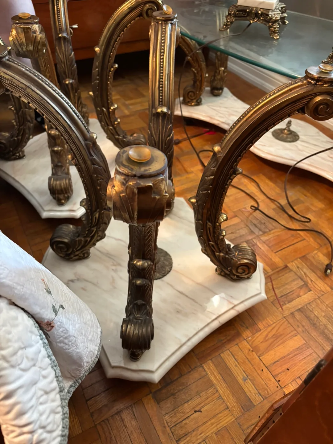 Antique Marble & Bronze Side Table thumbnail