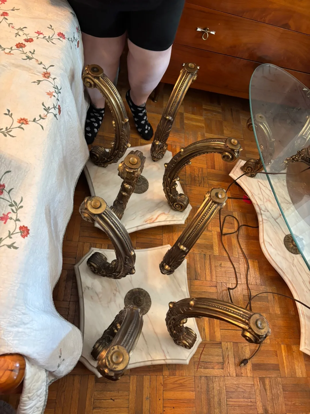 Antique Marble & Bronze Side Table image indicator(2)