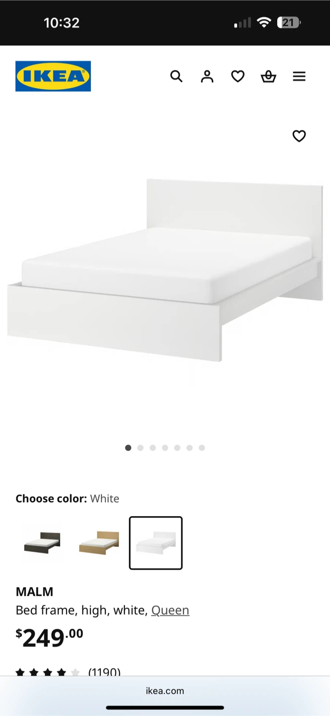 IKEA MALM Queen Bed Frame - White