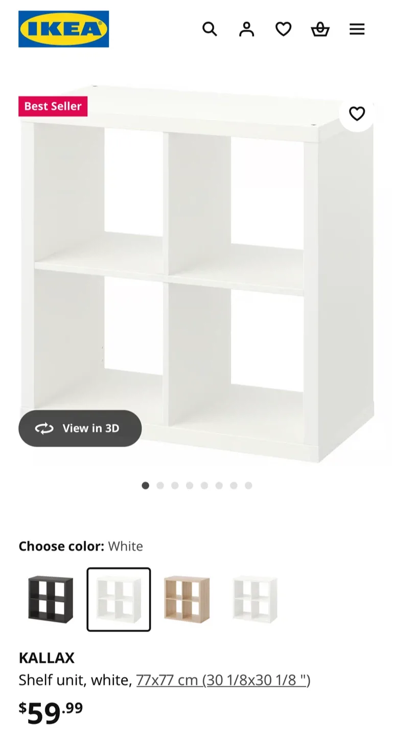 2 IKEA Kallax Cube Shelves & 4 Drawers- White thumbnail