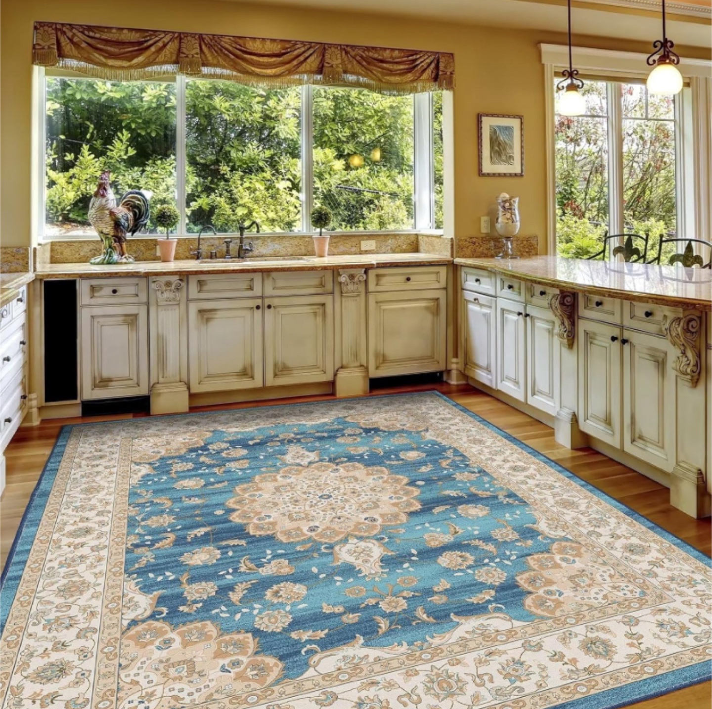 Blue Floral Chenille Area Rug - Brand New - photo 5