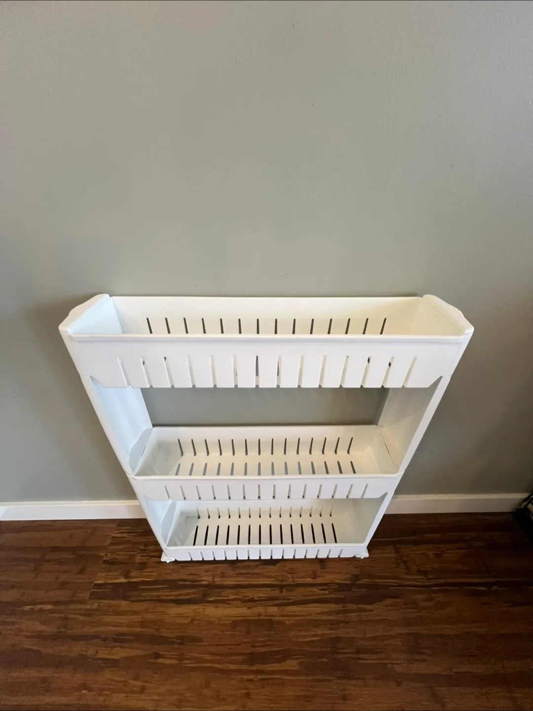 Slim white Rolling Storage Cart image indicator(2)