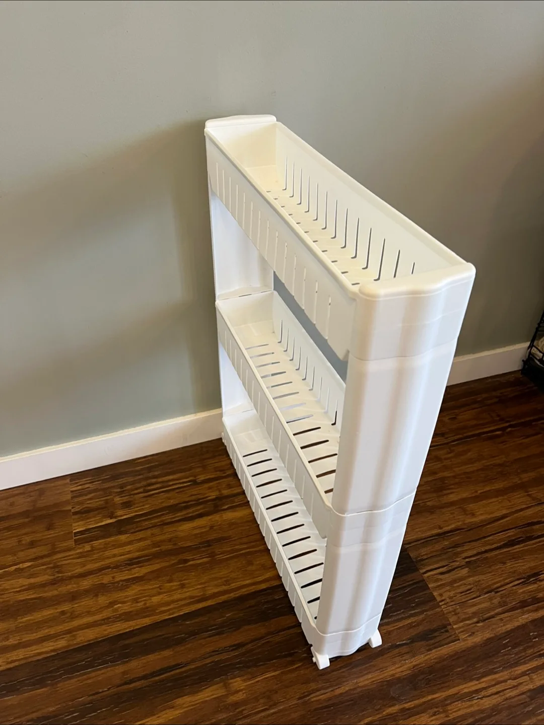 Slim white Rolling Storage Cart thumbnail