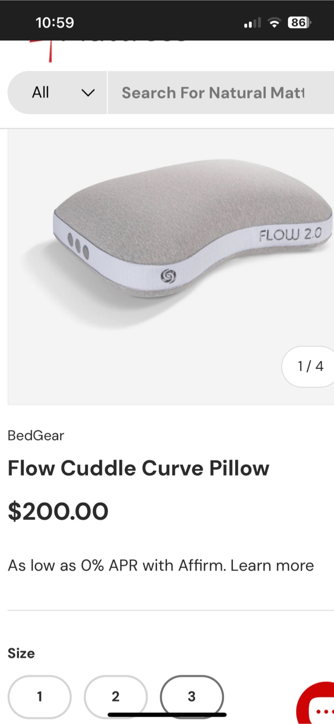 2 BedGear Flow Cuddle Curve Pillow 2.0 - Size 3