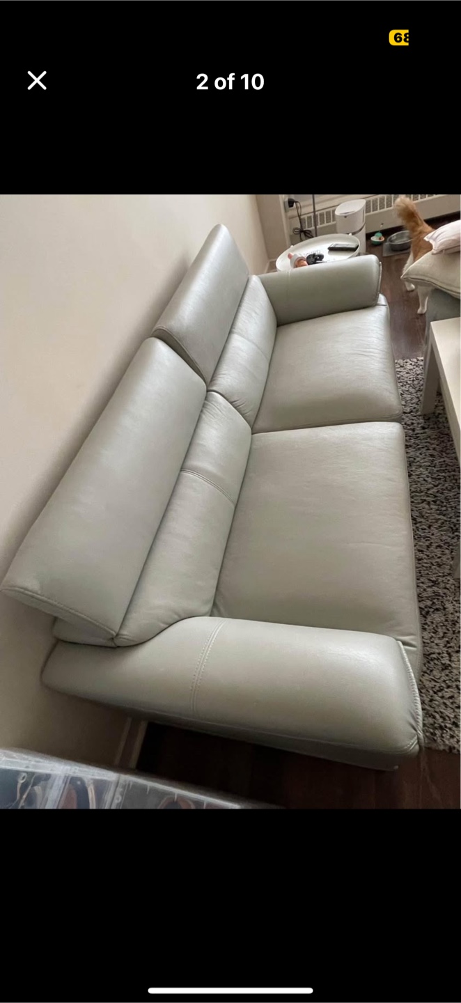 Light Grey Leather Sofa - photo 2