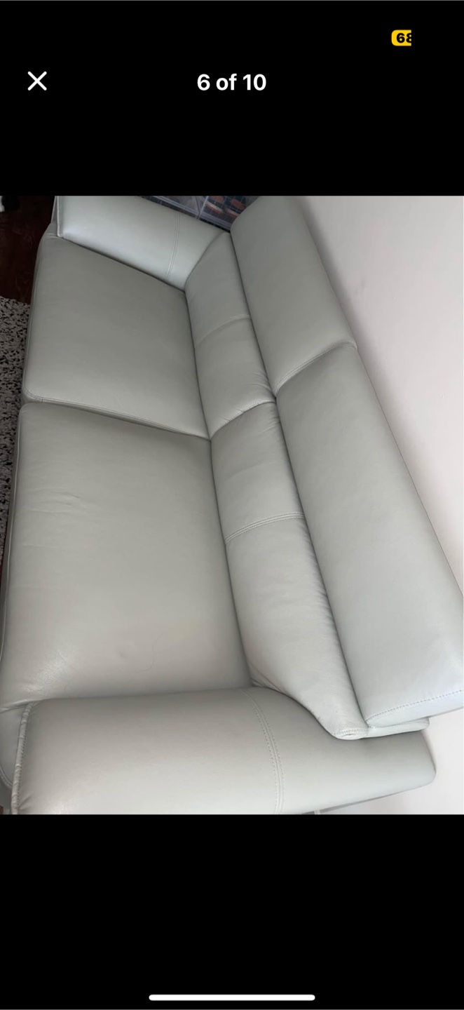 Light Grey Leather Sofa - photo 4