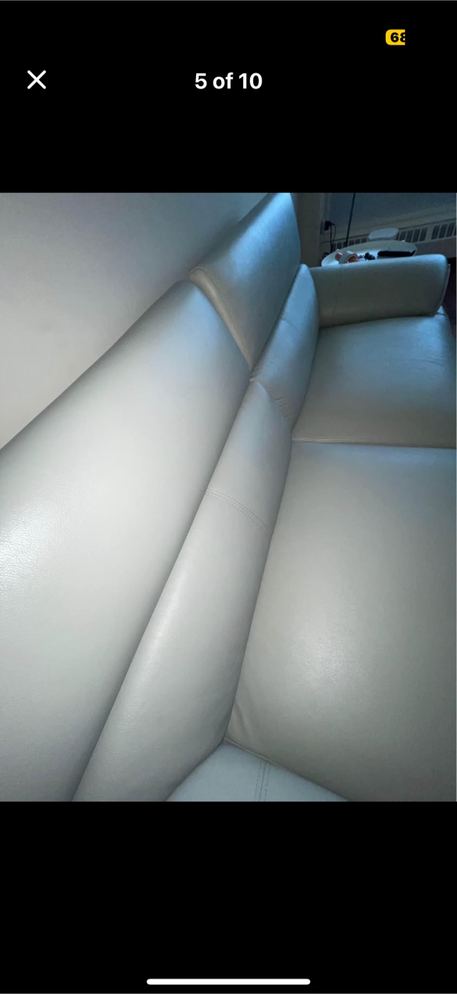 Light Grey Leather Sofa - photo 5