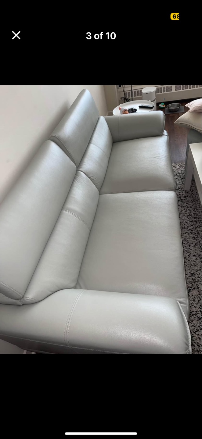 Light Grey Leather Sofa - photo 3