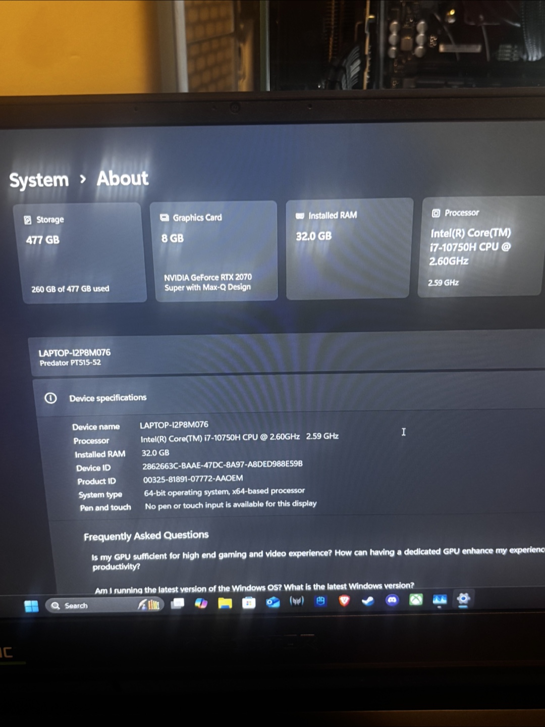 Acer Predator PT515-52 Gaming Laptop - RTX 2070 Super - photo 5