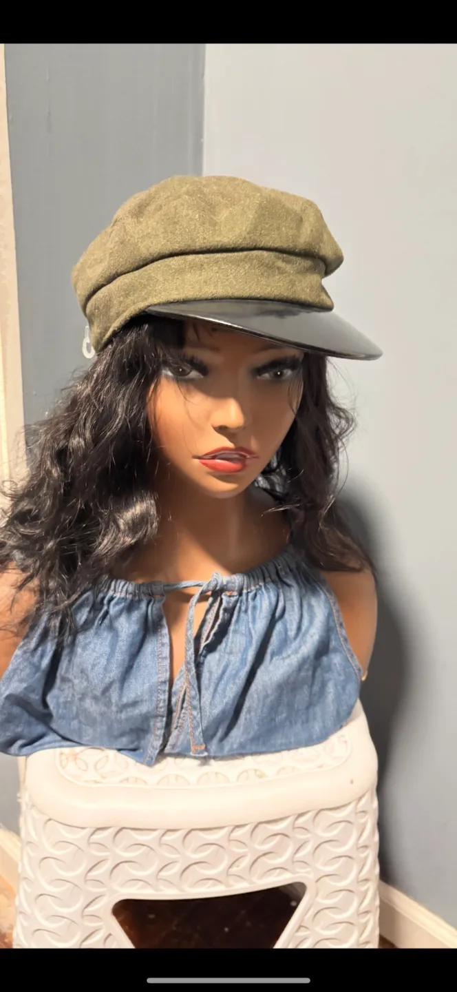 Olive Green Newsboy Cap with Visor thumbnail