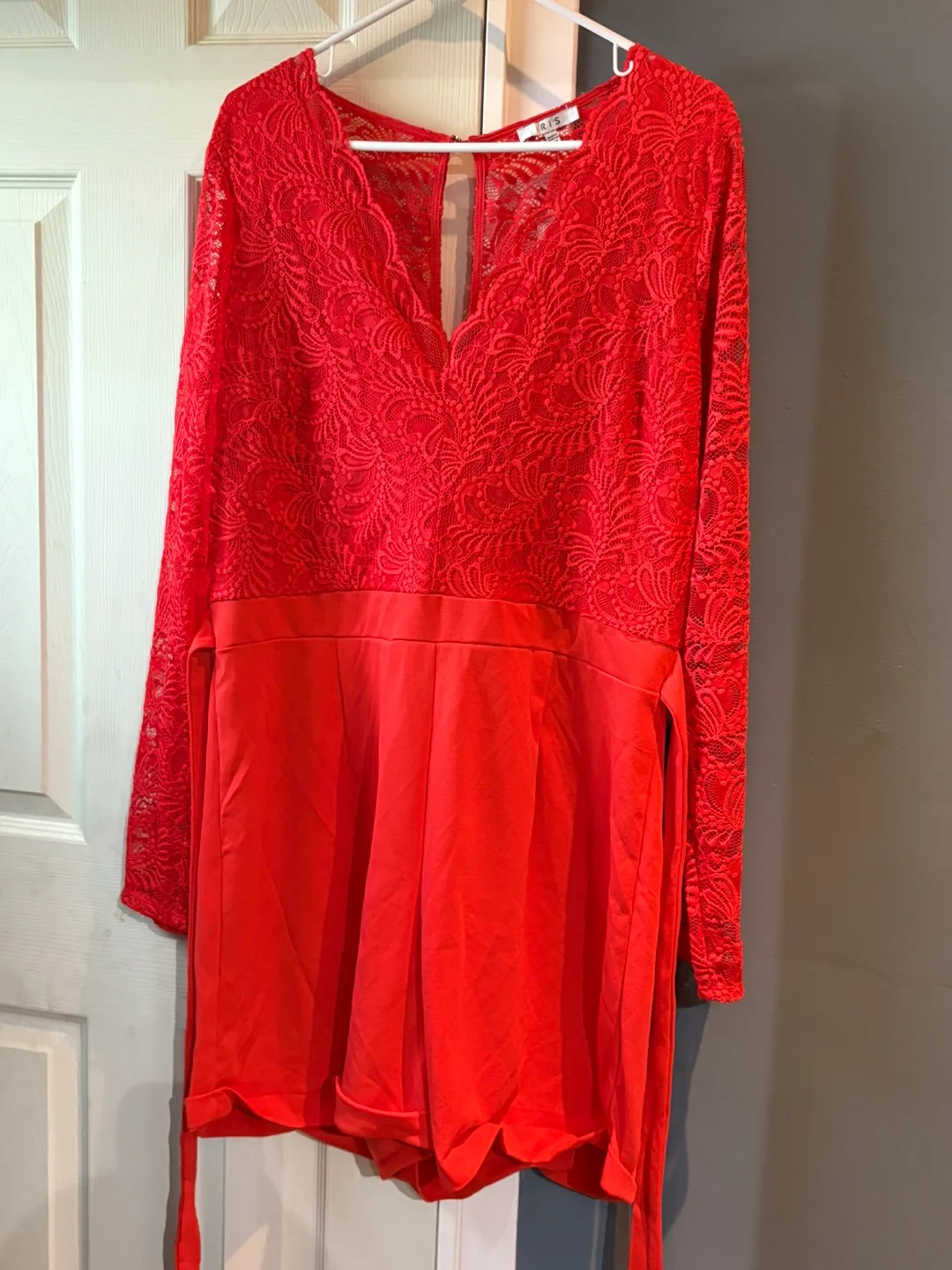 Red Lace Romper Size 14/16 thumbnail