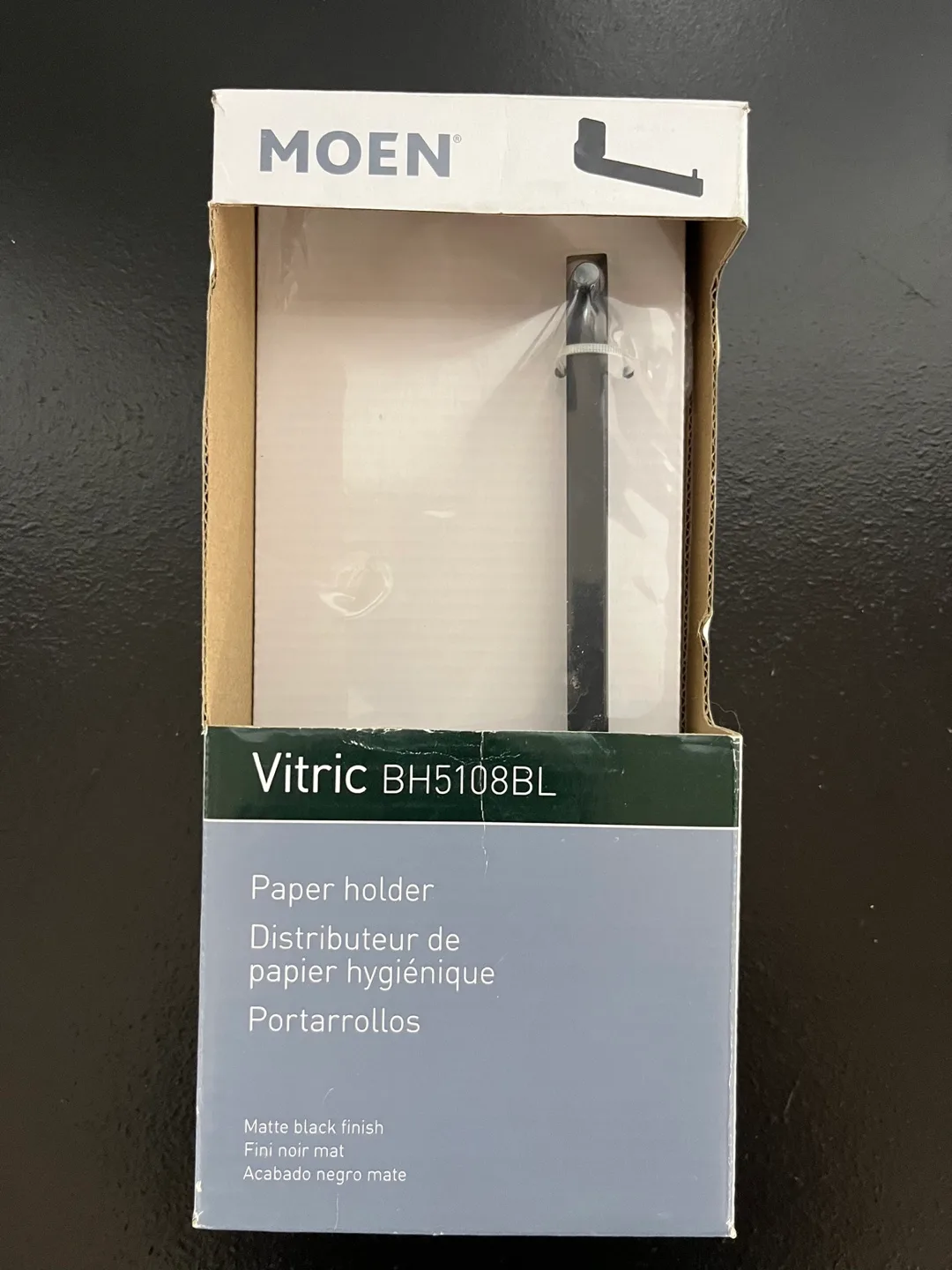 New Moen Vitric BH5108BL Matte Black Paper Holder thumbnail
