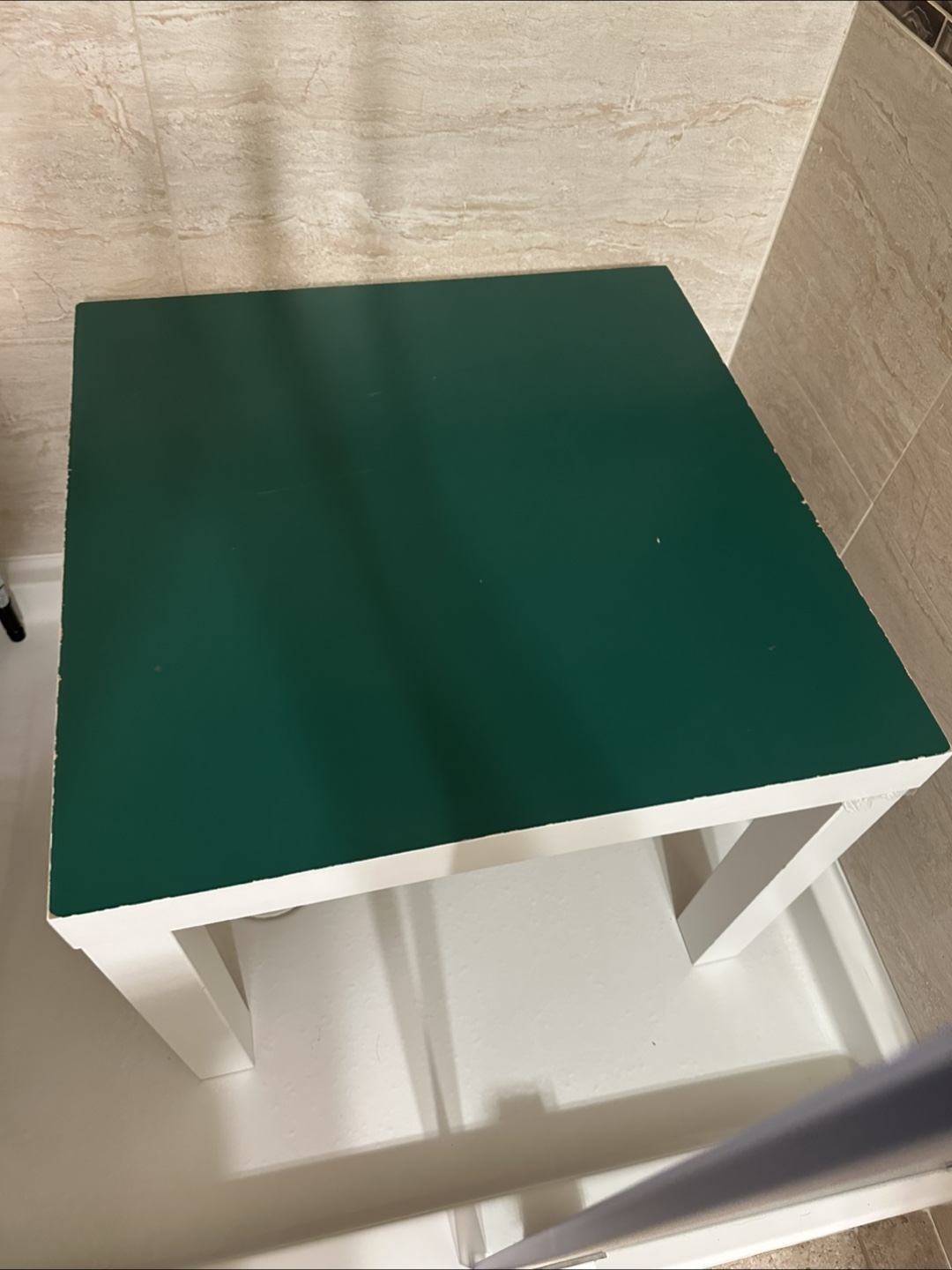 Green Top White Legs Table