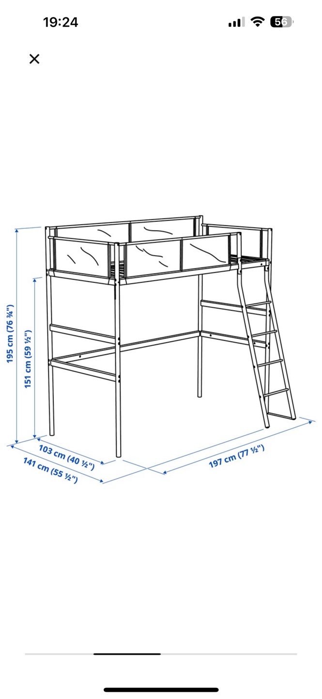 IKEA Småstad Loft Bed Frame - White