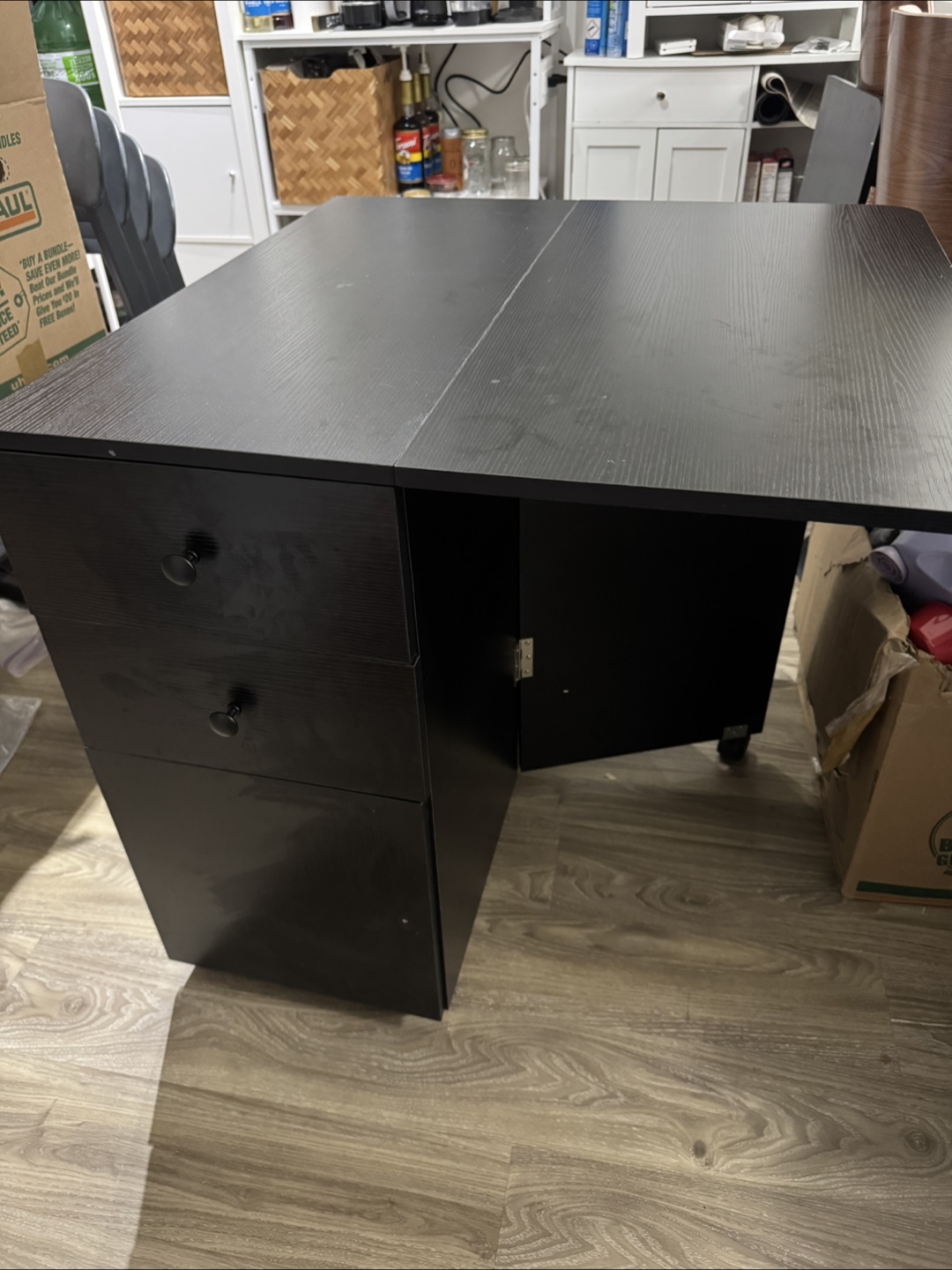 Black Folding Drop Leaf Table - photo 2