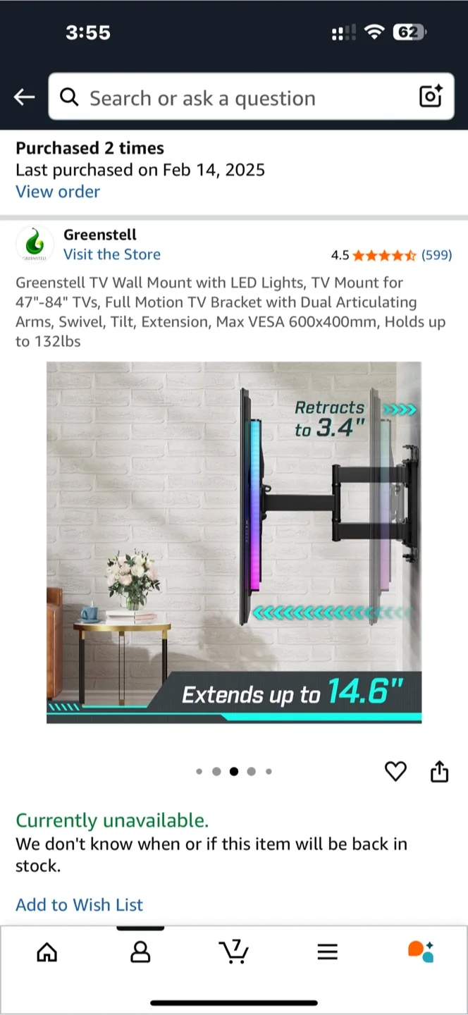 Greenstell TV Wall Mount for 47"-84" TVs thumbnail