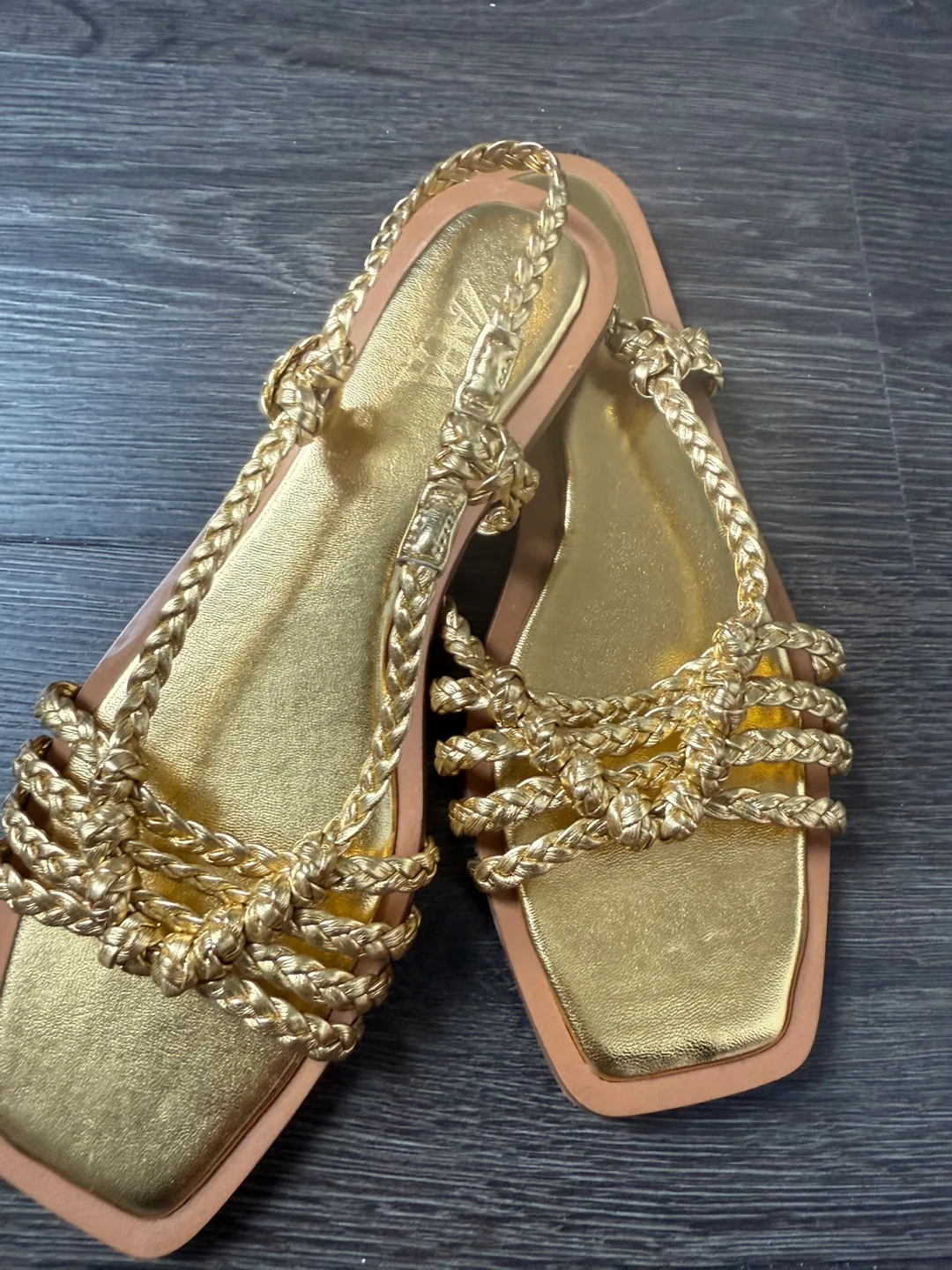 Zara Gold Braided Sandals - Size 37 image indicator(2)