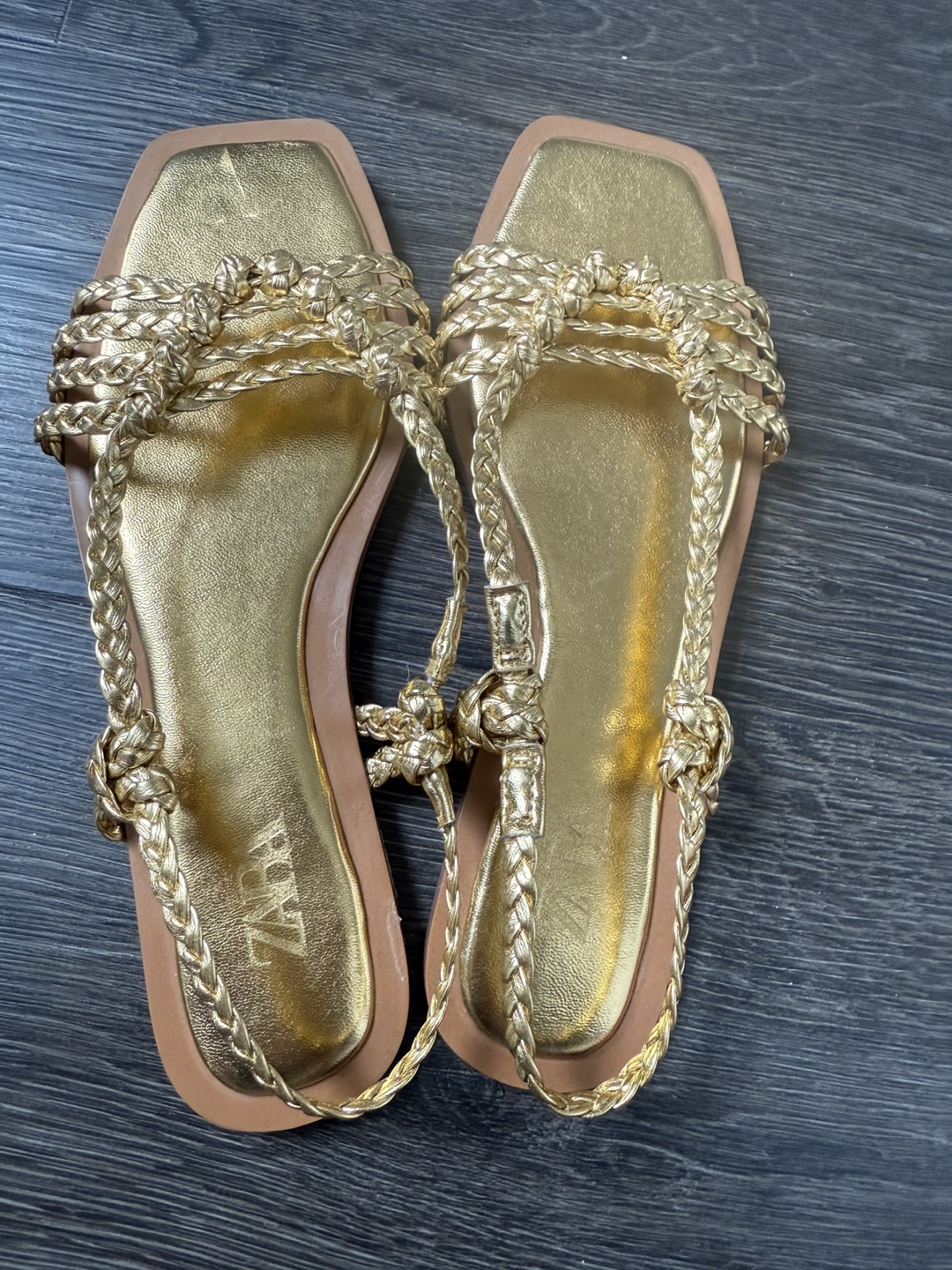 Zara Gold Braided Sandals - Size 37 - photo 5
