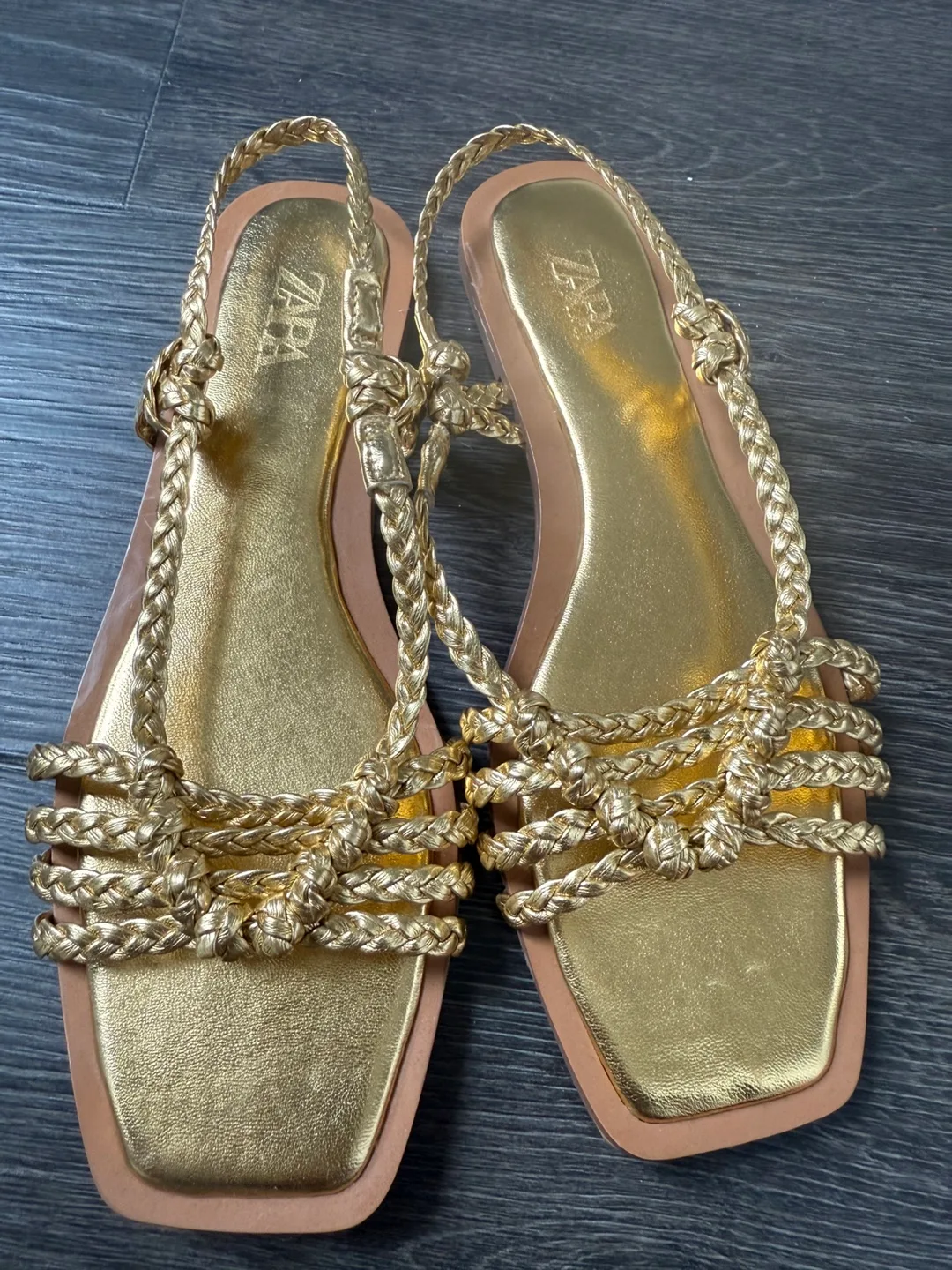 Zara Gold Braided Sandals - Size 37 image indicator(6)