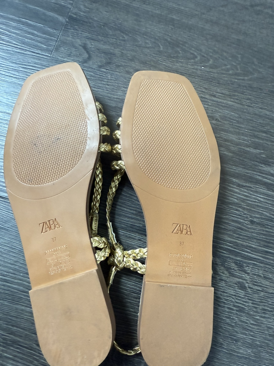 Zara Gold Braided Sandals - Size 37 - photo 4