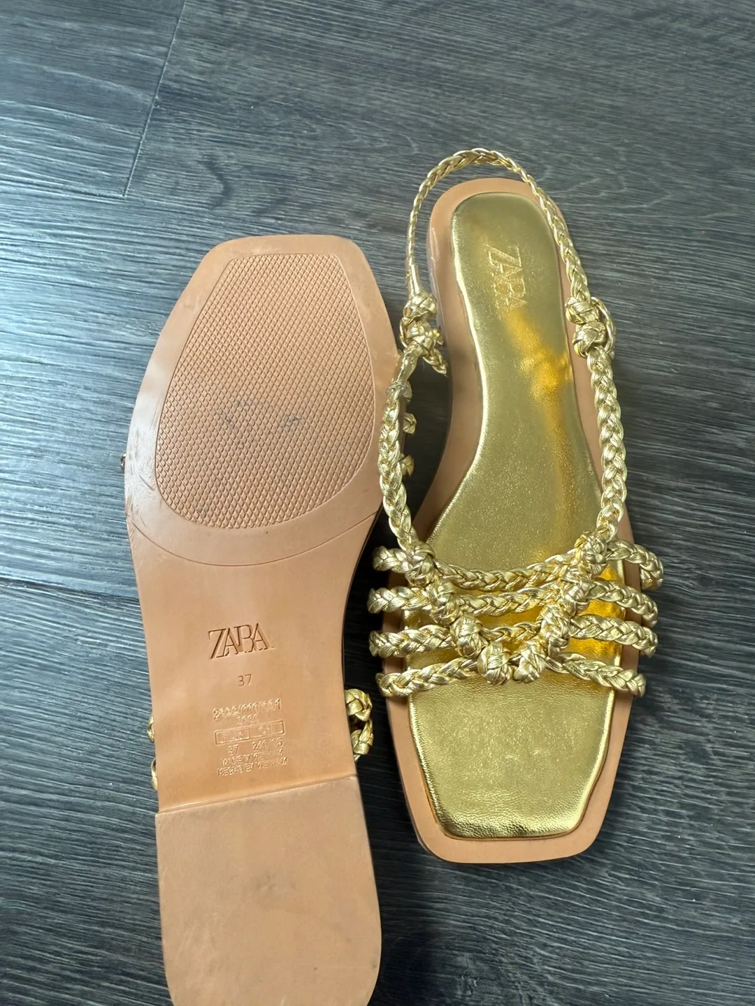 Zara Gold Braided Sandals - Size 37 image indicator(7)