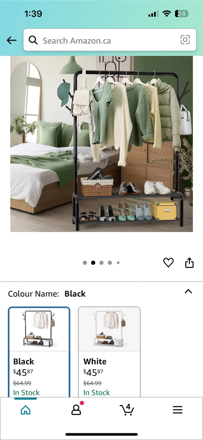 Black Metal Clothes Rack with Shelves image indicator(2)