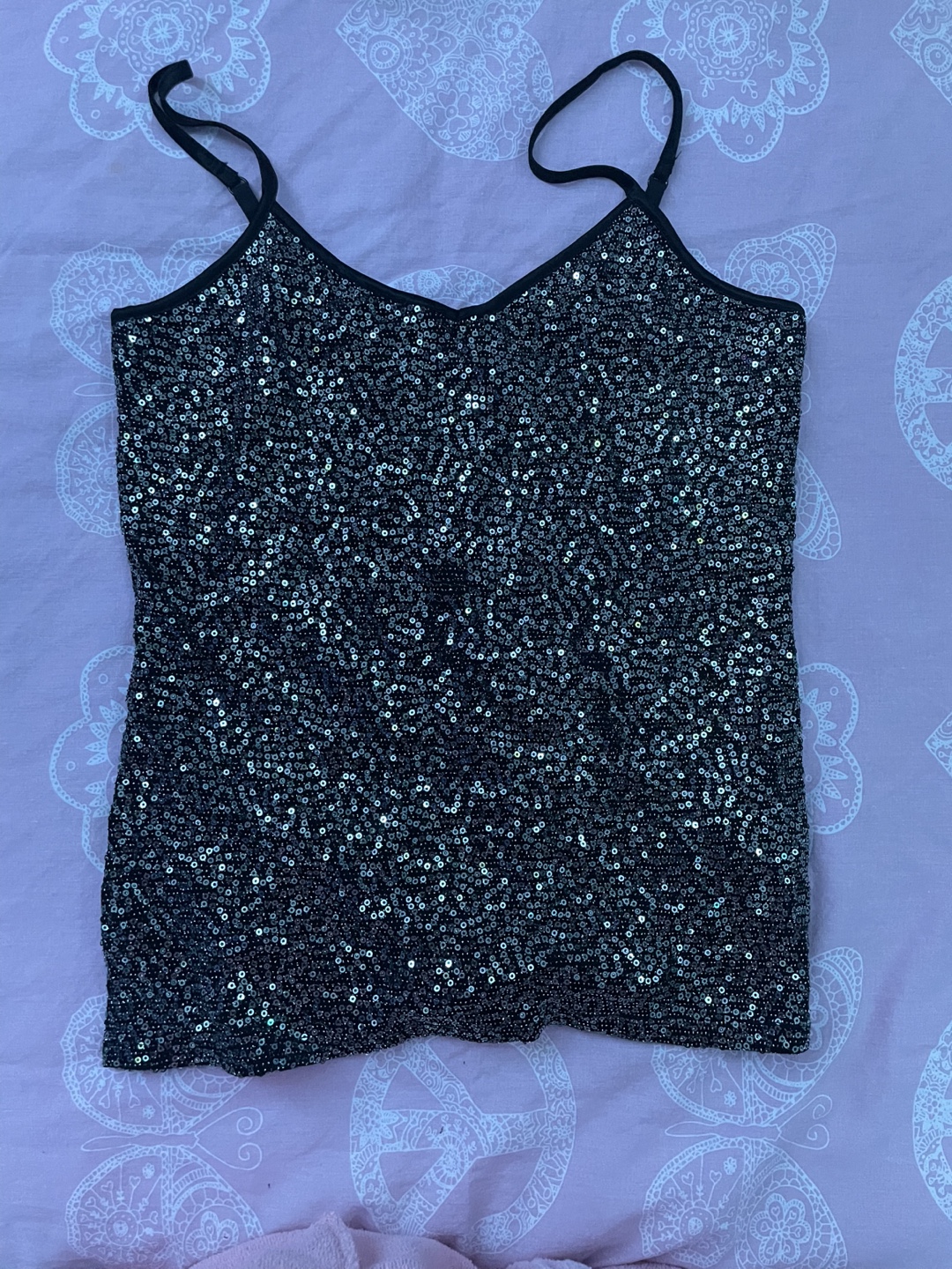 Express Black Sequin Tank Top - XS