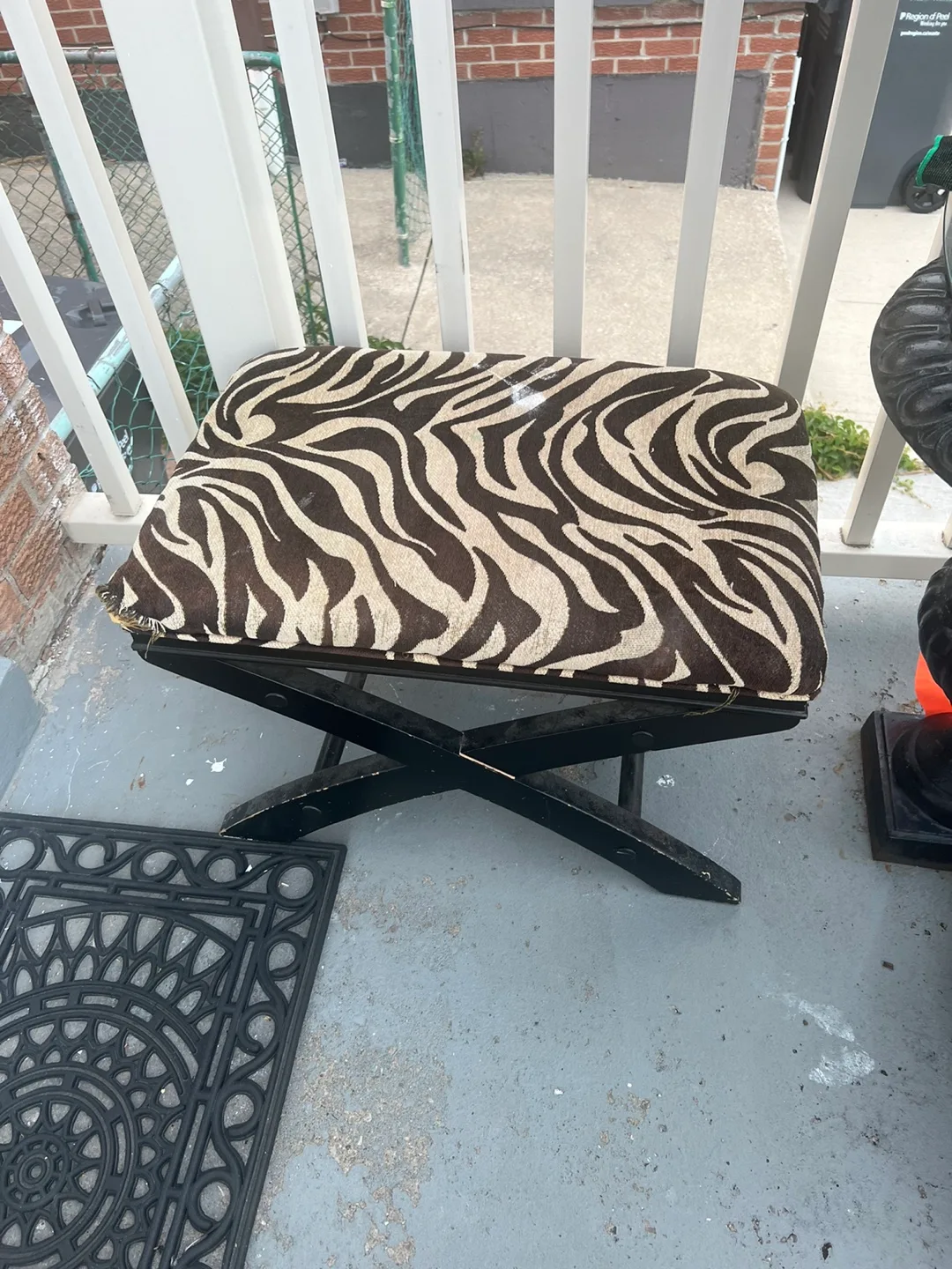 Zebra Print Ottoman Stool thumbnail