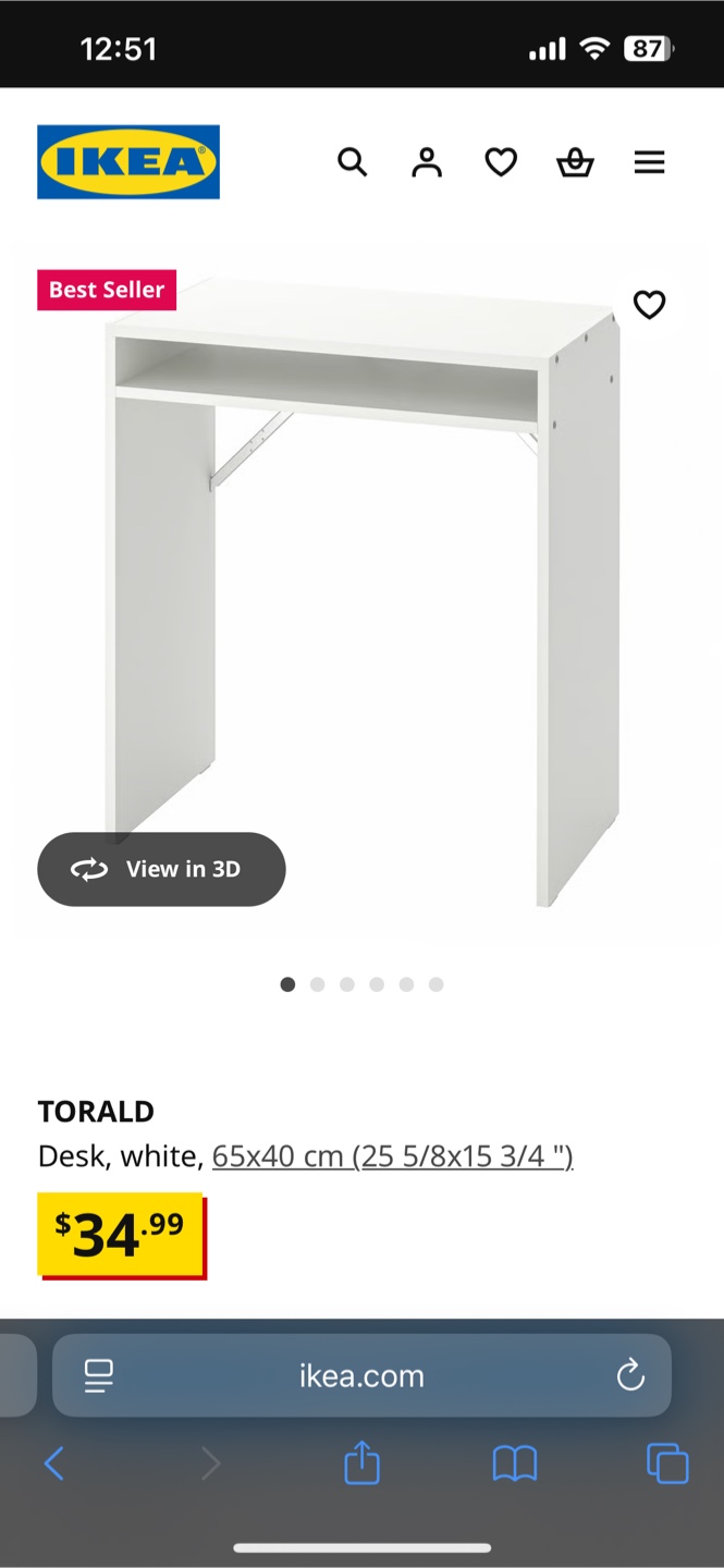 IKEA Torald White Desk (65x40cm) - photo 3