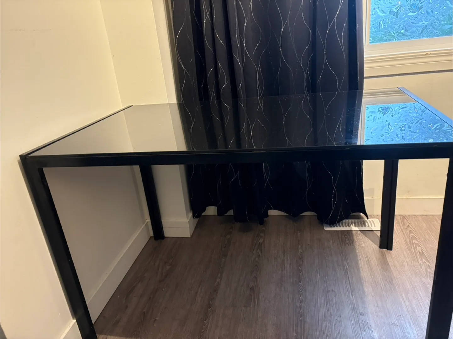 Glass Dining Table + 4 Brand New Faux Leather Chairs in box thumbnail
