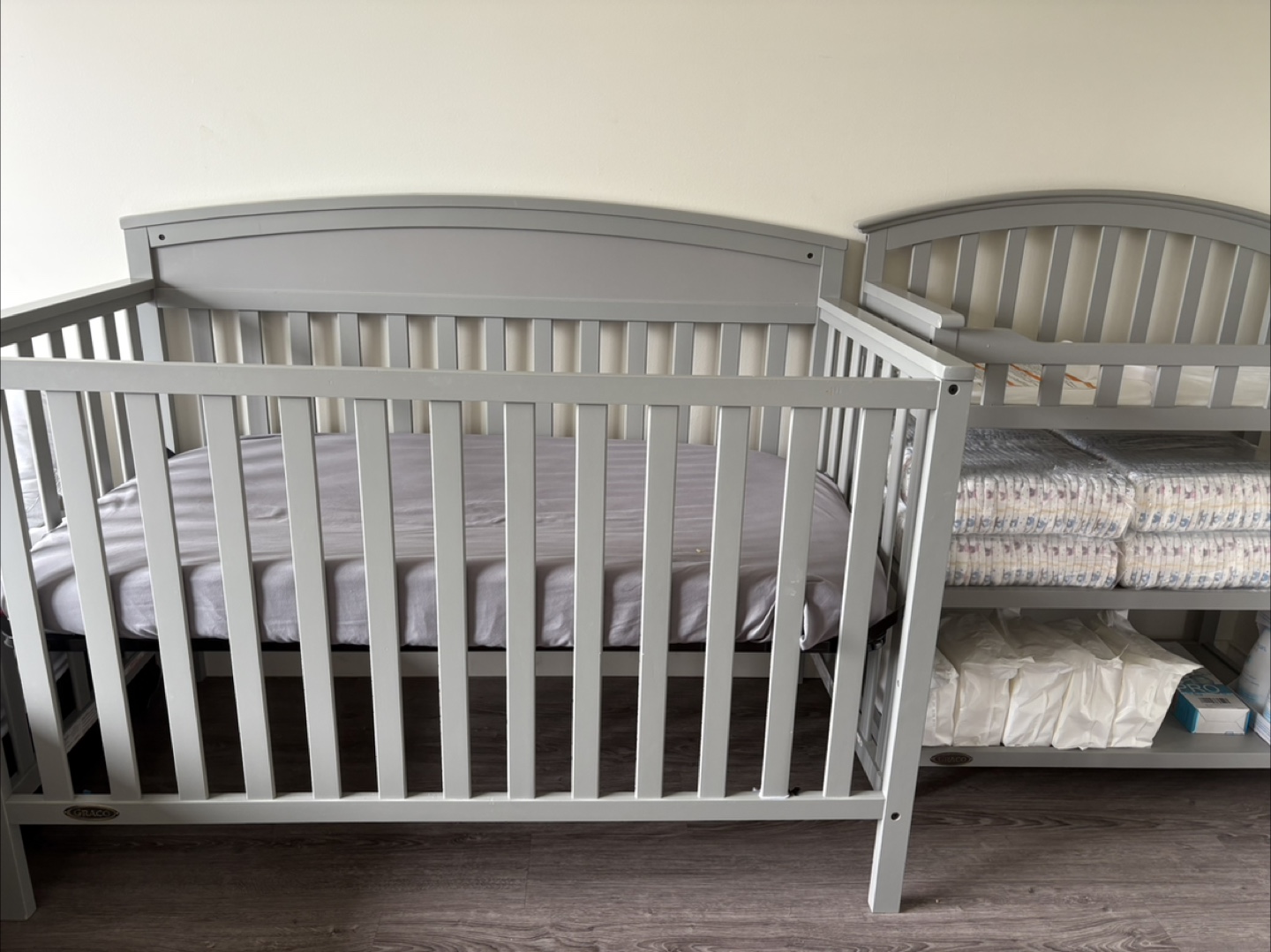 Graco Crib and Changing Table - Grey