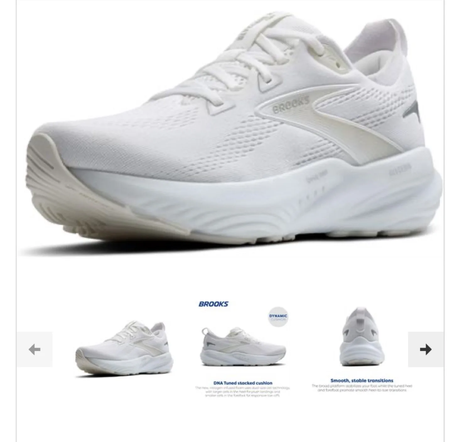 Brooks Glycerin 22 White Running Shoes - Size 8.5 woman. thumbnail